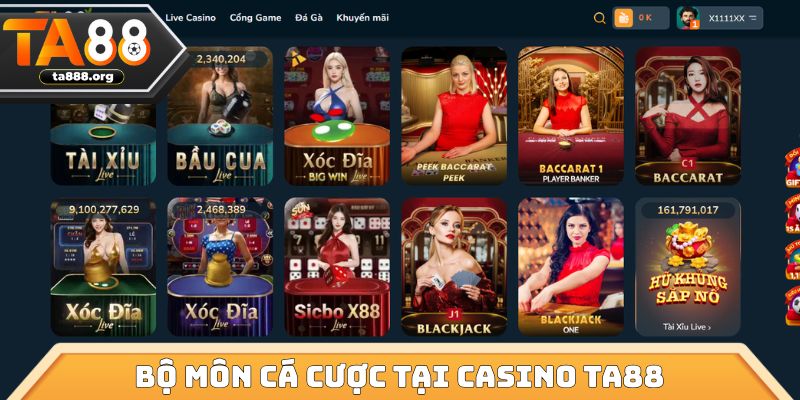 Bộ môn cá cược tại Casino TA88
