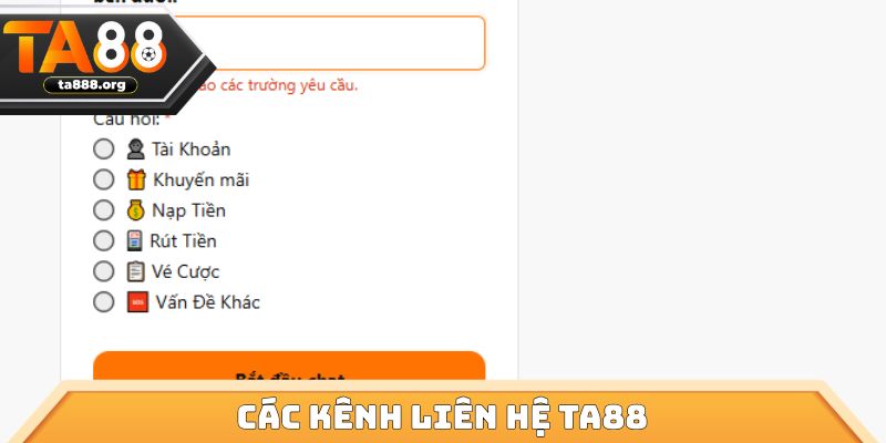 Các kênh liên hệ ta88