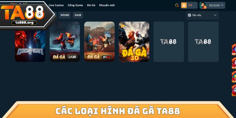 Các loại hình đá gà TA88