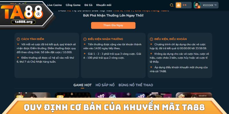 Quy định cơ bản của khuyến mãi TA88