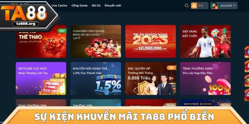 Sự kiện khuyến mãi TA88 phổ biến