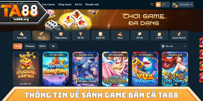 Thông tin về sảnh Game bắn cá TA88